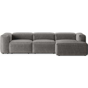 Světle šedá manšestrová rohová pohovka (pravý roh/s lenoškou) Bergamo – Cosmopolitan Design obraz