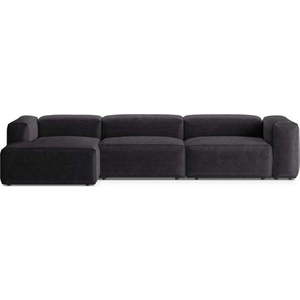 Tmavě šedá manšestrová rohová pohovka (levý roh/s lenoškou) Bergamo – Cosmopolitan Design obraz