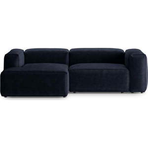 Tmavě modrá manšestrová rohová pohovka (levý roh/s lenoškou) Bergamo – Cosmopolitan Design obraz