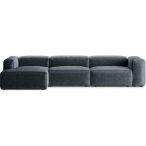 Šedomodrá manšestrová rohová pohovka (levý roh/s lenoškou) Bergamo – Cosmopolitan Design obraz