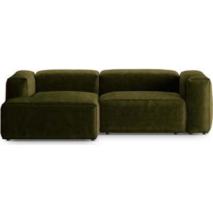 Zelená manšestrová rohová pohovka (levý roh/s lenoškou) Bergamo – Cosmopolitan Design obraz