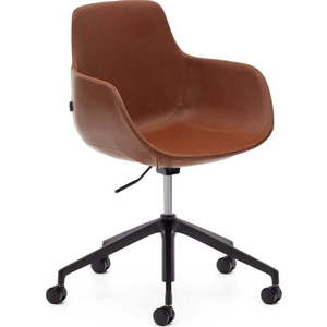 Koňakově hnědá kancelářská židle z imitace kůže Tissiana – Kave Home obraz