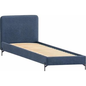 Tmavě modrá čalouněná jednolůžková postel s roštem 90x200 cm Barker – Ropez obraz