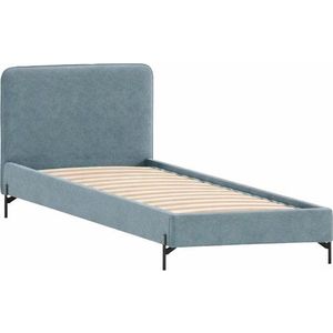 Světle modrá čalouněná jednolůžková postel s roštem 90x200 cm Barker – Ropez obraz