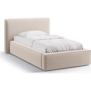 Béžová čalouněná jednolůžková postel s úložným prostorem s roštem 90x200 cm Jodie – Micadoni obraz
