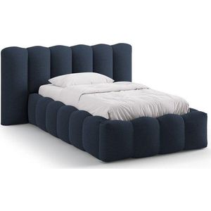 Modrá čalouněná jednolůžková postel s úložným prostorem s roštem 90x200 cm Lupine – Micadoni obraz