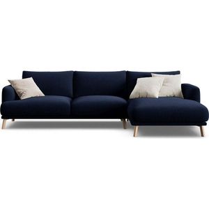 Tmavě modrá sametová rohová pohovka (pravý roh/s lenoškou) Naomi – Micadoni obraz