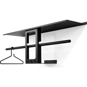 Černý ocelový nástěnný věšák s poličkou 100 cm Luno Small – Spinder Design obraz