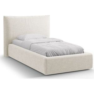 Krémová čalouněná jednolůžková postel s úložným prostorem s roštem 90x200 cm Kaelle – Micadoni obraz