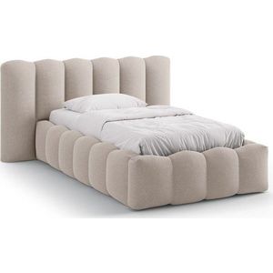 Světle hnědá čalouněná jednolůžková postel s úložným prostorem s roštem 90x200 cm Lupine – Micadoni obraz