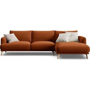 Sametová rohová pohovka v terakotové barvě (pravý roh/s lenoškou) Naomi – Micadoni obraz