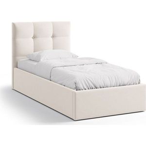 Krémová čalouněná jednolůžková postel s úložným prostorem s roštem 90x200 cm Phaedra – Micadoni obraz