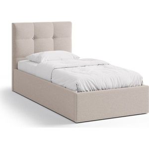 Světle hnědá čalouněná jednolůžková postel s úložným prostorem s roštem 90x200 cm Phaedra – Micadoni obraz