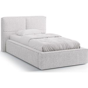 Světle šedá čalouněná jednolůžková postel s úložným prostorem s roštem 90x200 cm Darren – Micadoni obraz