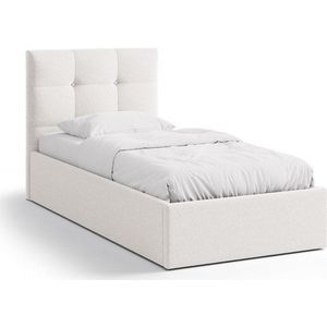 Krémová čalouněná jednolůžková postel s úložným prostorem s roštem 90x200 cm Phaedra – Micadoni obraz