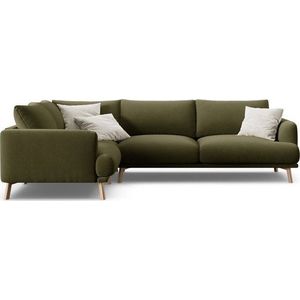 Zelená sametová rohová pohovka (levý roh/do L) Naomi – Micadoni obraz