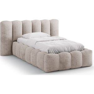 Světle hnědá čalouněná jednolůžková postel s úložným prostorem s roštem 90x200 cm Lupine – Micadoni obraz