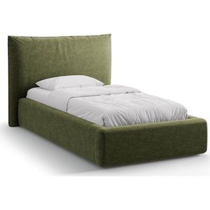 Zelená čalouněná jednolůžková postel s úložným prostorem s roštem 90x200 cm Kaelle – Micadoni obraz