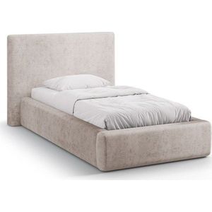Béžová čalouněná jednolůžková postel s úložným prostorem s roštem 90x200 cm Amy – Micadoni obraz