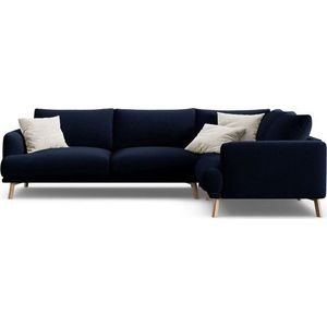 Tmavě modrá sametová rohová pohovka (pravý roh/do L) Naomi – Micadoni obraz