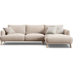 Béžová sametová rohová pohovka (pravý roh/s lenoškou) Naomi – Micadoni obraz