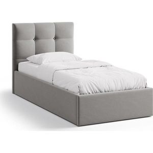 Šedá čalouněná jednolůžková postel s úložným prostorem s roštem 90x200 cm Phaedra – Micadoni obraz