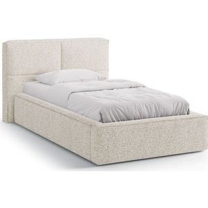 Béžová čalouněná jednolůžková postel s úložným prostorem s roštem 90x200 cm Darren – Micadoni obraz
