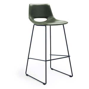 Khaki barová židle z imitace kůže (výška sedáku 76 cm) Zahara – Kave Home obraz