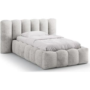 Šedá čalouněná jednolůžková postel s úložným prostorem s roštem 90x200 cm Lupine – Micadoni obraz