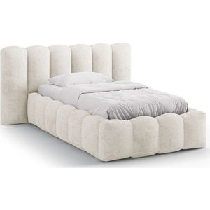 Béžová čalouněná jednolůžková postel s úložným prostorem s roštem 90x200 cm Lupine – Micadoni obraz