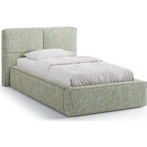 Zelená čalouněná jednolůžková postel s úložným prostorem s roštem 90x200 cm Darren – Micadoni obraz