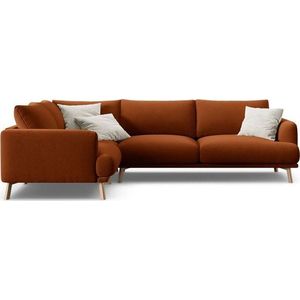 Sametová rohová pohovka v terakotové barvě (levý roh/do L) Naomi – Micadoni obraz