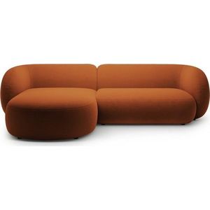 Sametová rohová pohovka v terakotové barvě (levý roh/s lenoškou) Kate – Micadoni obraz