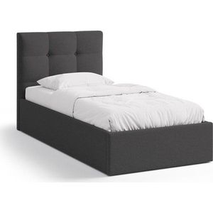 Antracitová čalouněná jednolůžková postel s úložným prostorem s roštem 90x200 cm Phaedra – Micadoni obraz