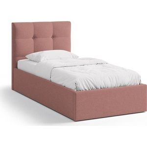Růžová čalouněná jednolůžková postel s úložným prostorem s roštem 90x200 cm Phaedra – Micadoni obraz