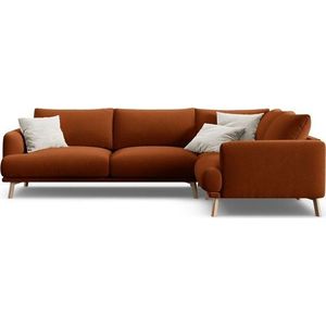 Sametová rohová pohovka v terakotové barvě (pravý roh/do L) Naomi – Micadoni obraz