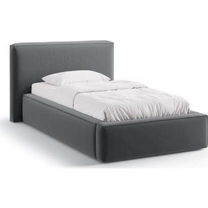 Šedá čalouněná jednolůžková postel s úložným prostorem s roštem 90x200 cm Jodie – Micadoni obraz