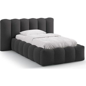 Antracitová čalouněná jednolůžková postel s úložným prostorem s roštem 90x200 cm Lupine – Micadoni obraz