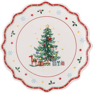 Červeno-krémový servírovací keramický talíř s vánočním motivem ø 17 cm Naive – Bloomingville obraz