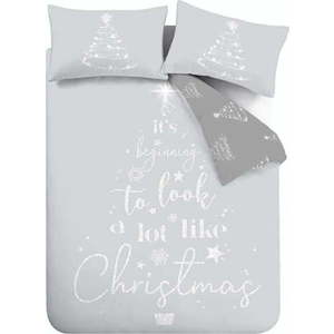 Šedé povlečení na jednolůžko 135x200 cm A Lot Like Christmas – Catherine Lansfield obraz