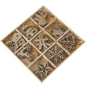 Dřevěné vánoční ozdoby v sadě 36 ks ø 3, 5 cm Natur – Dakls obraz