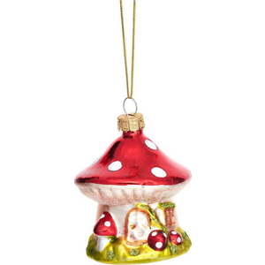 Skleněná ručně vyrobená vánoční ozdoba ø 6 cm Mushroom House – Sass & Belle obraz