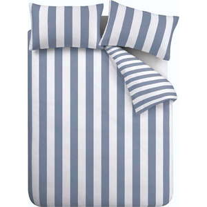 Bílo-modré povlečení na jednolůžko 135x200 cm Cove Stripe – Catherine Lansfield obraz