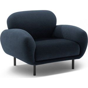 Tmavě modré křeslo z textilie bouclé Poppy – Micadoni obraz