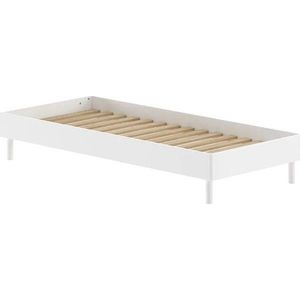 Bílá jednolůžková postel z bukového dřeva bez čela s roštem 90x200 cm Forrest – Vipack obraz