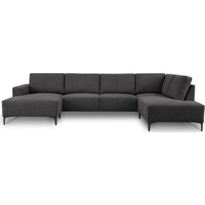 Antracitová žinylková rohová pohovka (pravý roh/do "U") Fabian – Scandic obraz