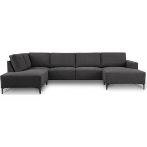 Antracitová žinylková rohová pohovka (levý roh/do "U") Fabian – Scandic obraz