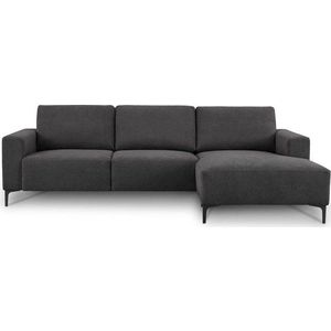 Antracitová žinylková rohová pohovka (pravý roh/s lenoškou) Fabian – Scandic obraz