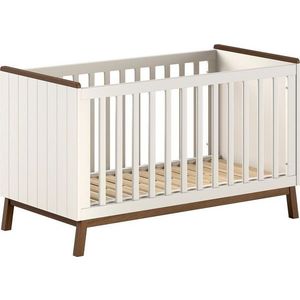 Béžová postýlka z borovicového dřeva s odnímatelným bokem/s nastavitelnou výškou 70x140 cm Sezane – Vipack obraz