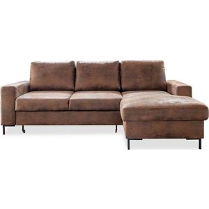 Hnědá rozkládací rohová pohovka z imitace kůže Miuform Lofty Lilly Vintage, pravý roh obraz